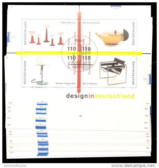 4x 110 Pfg Block-Ausgabe 1998 "Design In Deutschland", 50 St&uuml;ck Mit ESST "BONN", Mi. 400.-, Katalog: Bl.45(50)... - Other & Unclassified