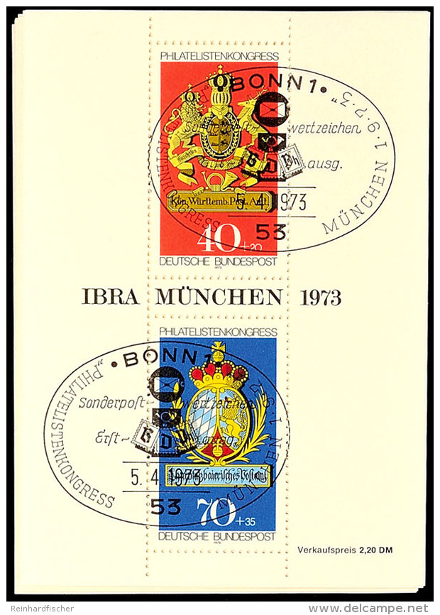 1973, Block-Ausgabe "IBRA M&uuml;nchen", 50 St&uuml;ck Mit ESST BONN, Mi. 250.-, Katalog: Bl.9(50) ESST1973,... - Other & Unclassified