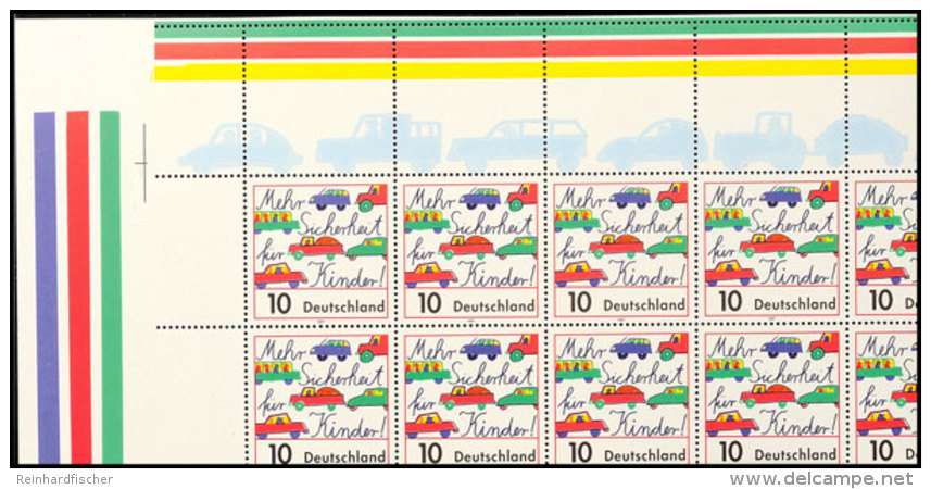Mehr Sicherheit F&uuml;r Kinder Im Stra&szlig;enverkehr 10 Pfg., Verschnittener Kleinbogen Mit Nur Vier... - Other & Unclassified