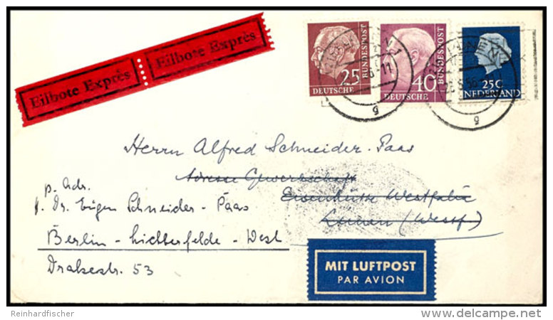 40 Pfg. Und 25 Pfg. Heuss I Mit Stempel L&Uuml;NEN 23.5.56 F&uuml;r Die Eilboten- Und Luftpost-Geb&uuml;hr Auf... - Other & Unclassified