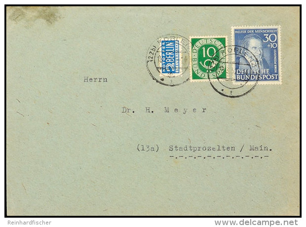 30 Pf. Wohlfahrt 1951 Mit 10 Pf. Posthorn, Portorichtig Auf Brief Der 2. Gewichtstufe Von "KOBLENZ 18.3.52" Nach... - Other & Unclassified