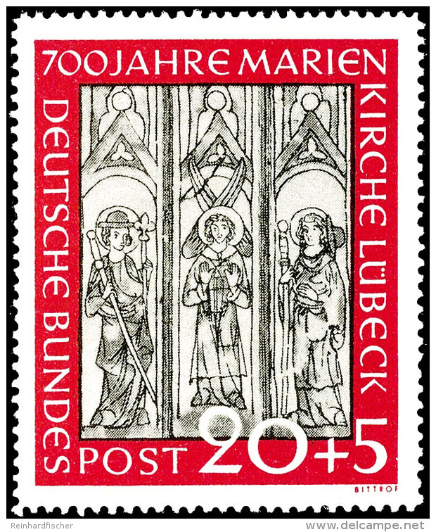 Marienkirche 20 Pfg. Mit Abart "Sprung Im Mittleren Fresko &uuml;ber Figur"  Postfrisch, Fotoattest Schlegel BPP,... - Sonstige & Ohne Zuordnung