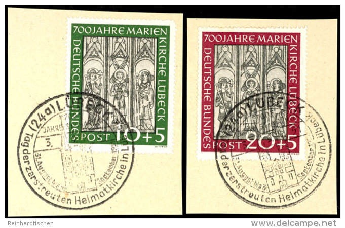 1951, "Marienkirche" Kpl. Je Einzeln Auf Briefst&uuml;ck Mit L&uuml;becker SSt., Tadellos, Mi. 160,--, Katalog:... - Sonstige & Ohne Zuordnung