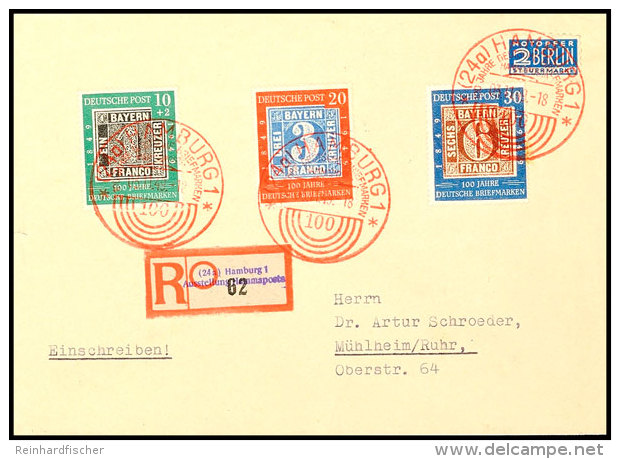 10 Pfg Bis 30 Pfg Tag Der Briefmarke 1949 Als Reine Satzfrankatur Auf Portogerechtem R-Brief Von Hamburg Nach... - Other & Unclassified