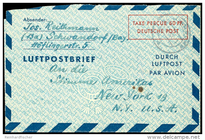 Luftpost-Faltbrief 60 Pfg Mit Druckfehler "hochgeschlagen Statt Hochschlagen", Gelaufen 1949 Von Schwandorf In... - Other & Unclassified