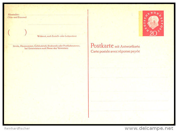 "Heuss"-Antwortkarte Ungebraucht, Tadellos, Mi. 360,--, Katalog: P 58 (*)Heuss Paid Reply Postal Card Unused,... - Sonstige & Ohne Zuordnung