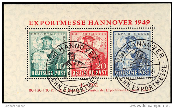 Blockausgabe "Exportmesse Hannover 1949, A-Farbe, Gestempelt Mit Sonderstempel "Hannover", Gepr. Schlegel BPP, Mi.... - Other & Unclassified