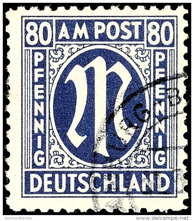 80 Pfg AM-Post, A-Farbe, A-Z&auml;hnung, Gestempeltes Bedarfsst&uuml;ck, Gepr. Hettler BPP, Mi. 500.-, Katalog:... - Other & Unclassified