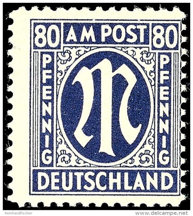 80 Pfg AM-Post, B-Z&auml;hnung, Postfrisch, Gepr. Hettler BPP, Mi. 200.-, Katalog: 34B **80 Pfg First Issue Of... - Sonstige & Ohne Zuordnung