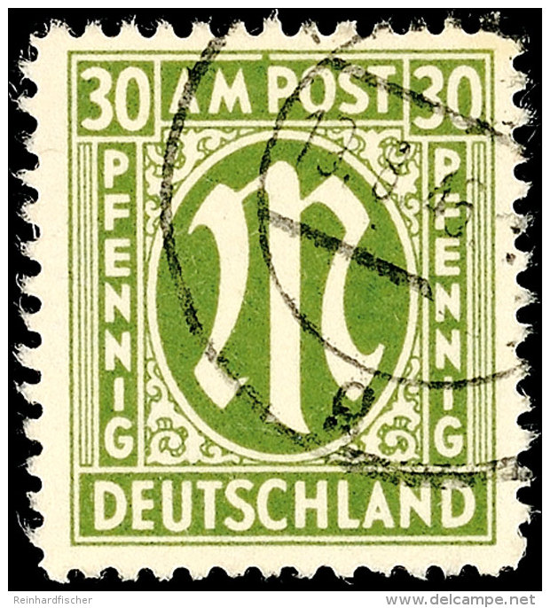 30 Pfg AM-Post, A-Z&auml;hnung, C-Farbe, Plattenfehler XIX, Tadellos Gestempelt, Gepr. Hettler BPP, Mi. 160.-,... - Other & Unclassified