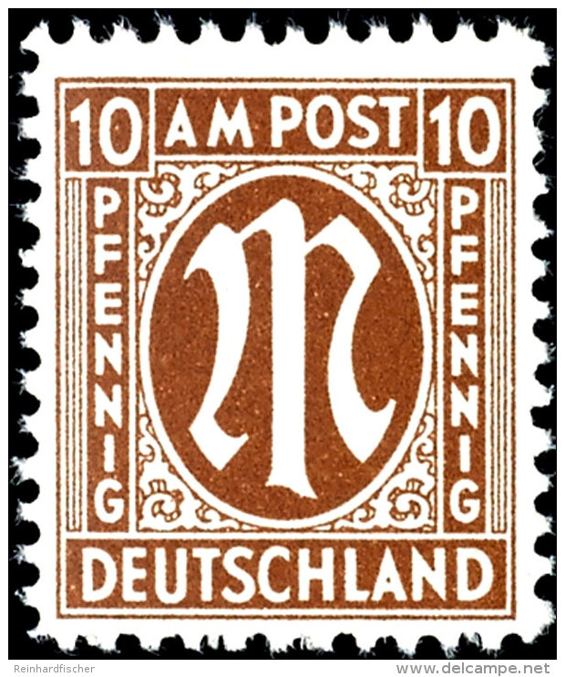 10 Pfg AM-Post, Deutscher Druck, Z&auml;hnung D, Tadellos Postfrisch, Tiefst Sign. A. Schlegel BPP, Mi. 450.-,... - Sonstige & Ohne Zuordnung