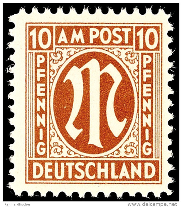 10 Pfg AM-Post, Deutscher Druck, Z&auml;hnung D, Papier Z, Tadellos Postfrisch, Unsigniert, Fotoattest A. Schlegel... - Sonstige & Ohne Zuordnung