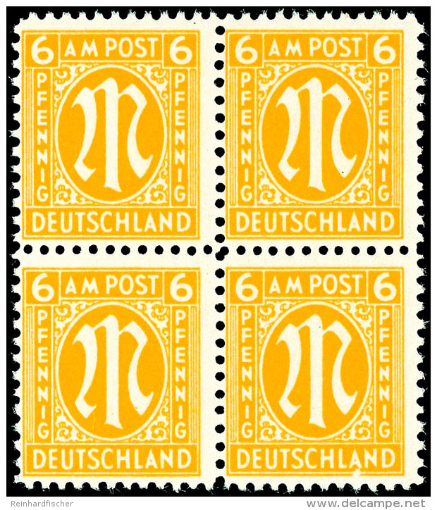 6 Pfennig AM-Post, Deutscher Druck, C-Z&auml;hnung, Feld 64/65 Und 74/75, Viererblock, Feld 75 Mit Plattenfehler... - Other & Unclassified