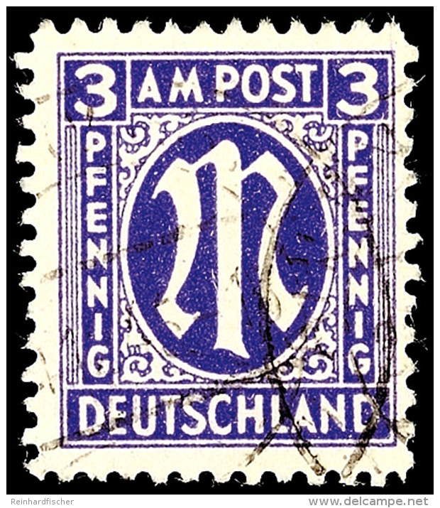 3 Pf AM-Post In Type BDz Tadellos Gestempelt, Gepr. Hettler BPP, Mi. 750.-, Katalog: 17bDz O3 Pf First Issue Of... - Sonstige & Ohne Zuordnung