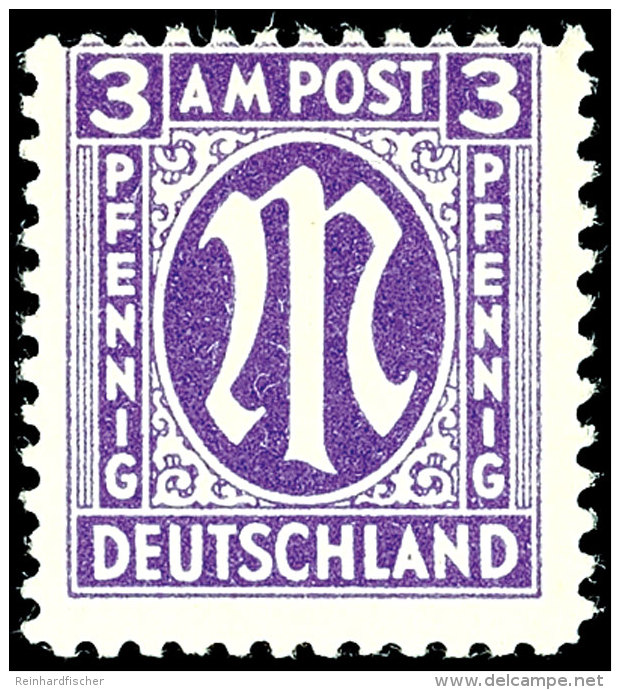 3 Pf. AM-Post In Type BD Tadellos Postfrisch, Fotoattest Andreas Schlegel BPP, Mi. 500.- Attest/Certificate:... - Other & Unclassified