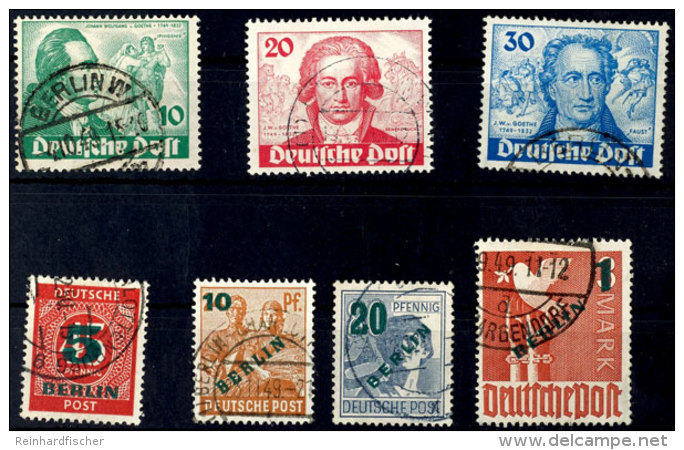 Goethe Und Gr&uuml;naufdruck, 3 Bzw. 4 Werte Kpl. Gestempelt, Mi. 220,-, Katalog: 61/67 OGoethe And Green... - Sonstige & Ohne Zuordnung