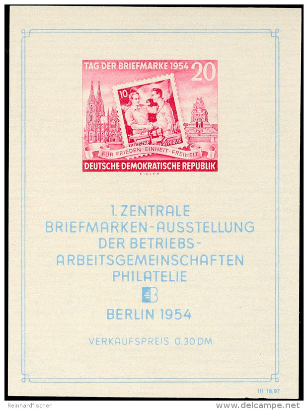 Blockausgabe "Erste Zentrale Briefmarkenausstellung Der BAG Philatelie" Mit Abart "scheinbar Waagerecht Geripptes... - Sonstige & Ohne Zuordnung