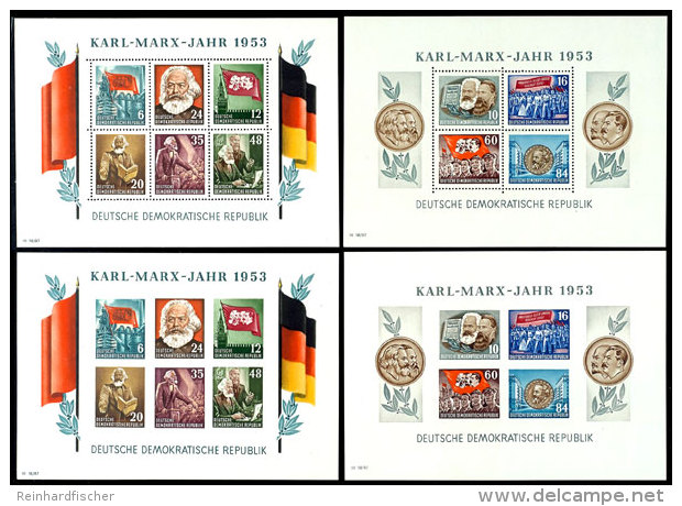 Marx-Bl&ouml;cke, 4 St&uuml;ck Kpl., Postfrisch, Mi. 360,-, Katalog: Bl.8/9AB **Marx Souvenir Sheets, 4 Pieces... - Sonstige & Ohne Zuordnung