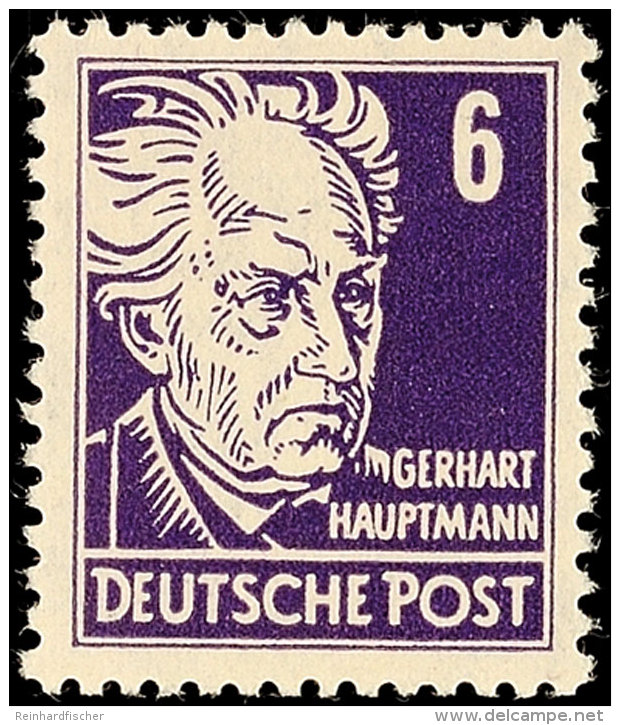 6 Pfg Gerhard Hauptmann, Dunkelblauviolett, Gew&ouml;hnliches Papier, Tadellos Postfrisch, Gepr. Paul BPP, Mi.... - Other & Unclassified