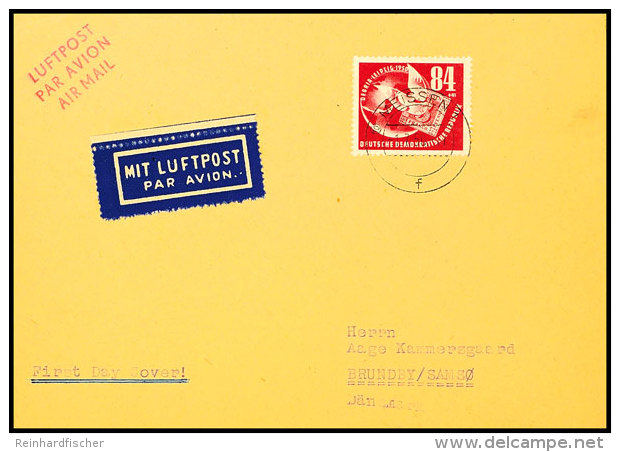 84 Pfg DEBRIA Auf &uuml;berfrankierten Luftpost-FDC Von MEISSEN 1.7.50 Nach D&auml;nemark, Tadellos, Fotoattest... - Other & Unclassified