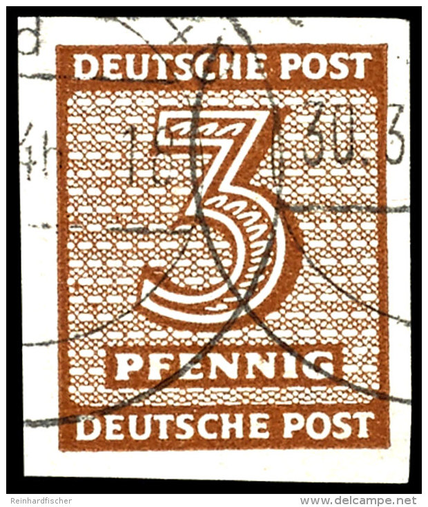 3 Pfg. Lebhaftgelbbraun Mit Wz. "Stufen Steigend" Ungez&auml;hnt, Tadellos Gestempelt "LEIPZIG O 40 / 30.3.46",... - Other & Unclassified