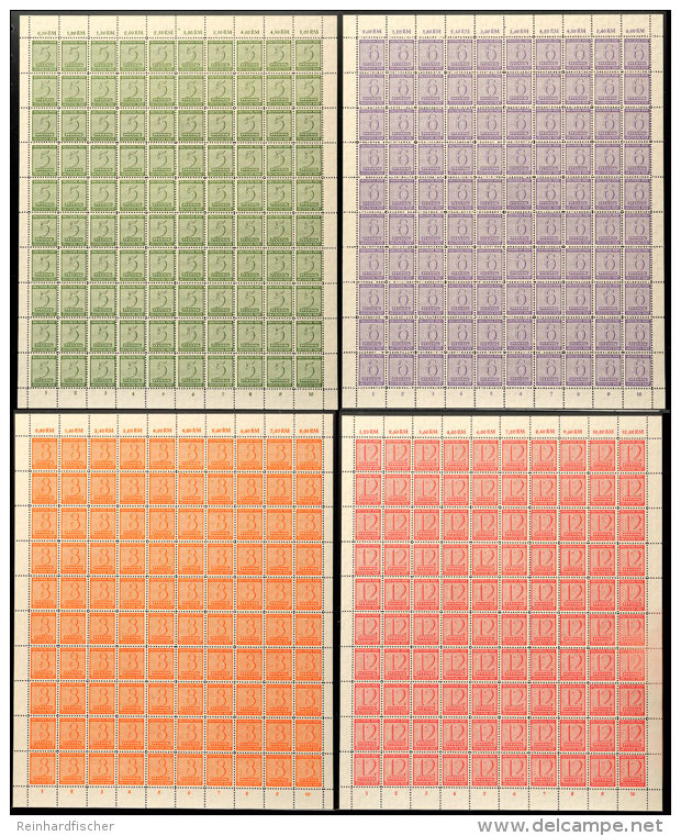 5 Pfg Bis 12 Pfg Ziffern, Amtliche Versuchs-Z&auml;hnung L 10 3/4, Wz. 1X, Kpl. Bogensatz, Tadellos Postfrisch, 5... - Sonstige & Ohne Zuordnung
