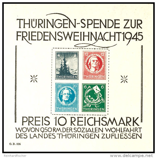 1945, Weihnachtsblock Auf Wei&szlig;em, Holzfreiem Papier, Tadellos Postfrisch, Fotoattest Zierer BPP Von 1979... - Other & Unclassified