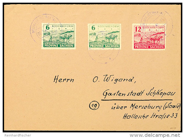 6 Pf (in Beiden Farben) Und 12 Pf Bodenreform Mit Postmeisterdurchstich Vom Postamt Neumark Tadellos Auf Brief.... - Other & Unclassified