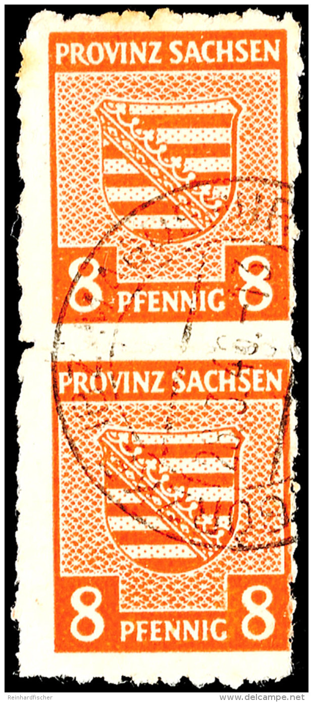 8 Pf. Gelblichrot, Senkr. Paar Mit Durchstich Von G&ouml;rzke, Gestempelt Kurzbefund Str&ouml;h BPP, Mi. 800.-... - Sonstige & Ohne Zuordnung