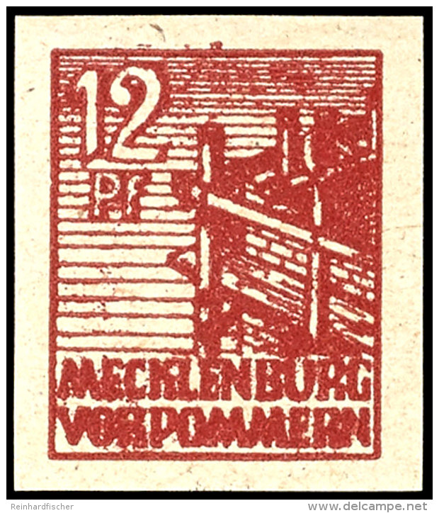 12 Pfg Freimarke Auf Mittelfeinem Papier In Der Seltenen Farbe Braunrot, Ungez&auml;hnt, Postfrisch, Gepr. Thom... - Other & Unclassified