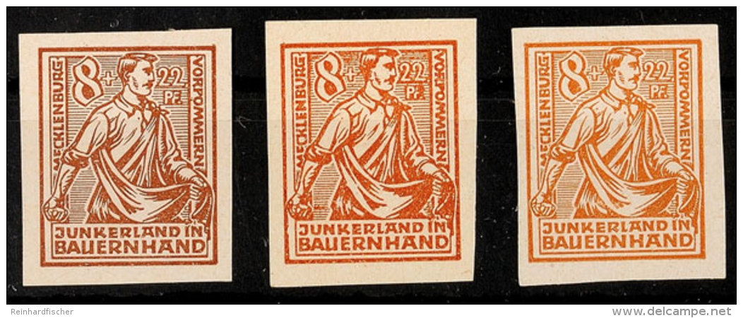 8+22 Pf. Bodenreform, A-, B-, C-Farbe Je Ungez&auml;hnt, Postfrisch, Gepr. Kramp/Thom BPP, Mi. 520.-, Katalog:... - Other & Unclassified