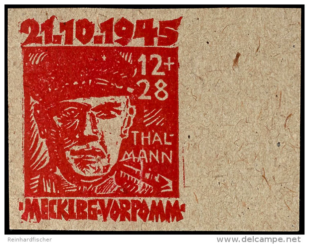 12 + 28 Pfg Opfer Des Faschismus, Ungez&auml;hnter Probedruck In Roter Farbe Auf Grauem Kartonpapier Vom Rechten... - Other & Unclassified