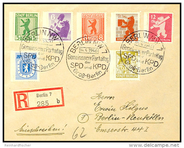 5-30 Pf Berliner B&auml;r Durchstochen Tadellos Auf Brief Mit Sonderstempel "BERLIN NW 7 14.4.1946 Gemeinsamer... - Sonstige & Ohne Zuordnung