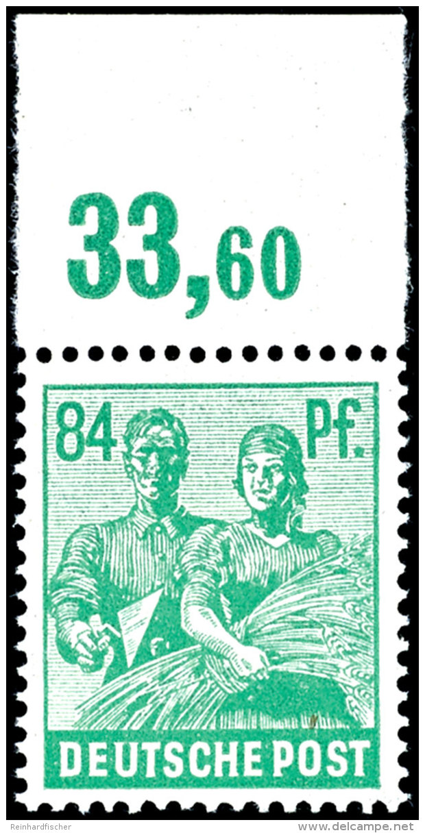 84 Pfg. Arbeiter Dunkelsmaragdgr&uuml;n Mit Ndgz. Platten-Oberrand, Postfrisch, Pracht, Signiert Bernh&ouml;ft/ARGE... - Sonstige & Ohne Zuordnung