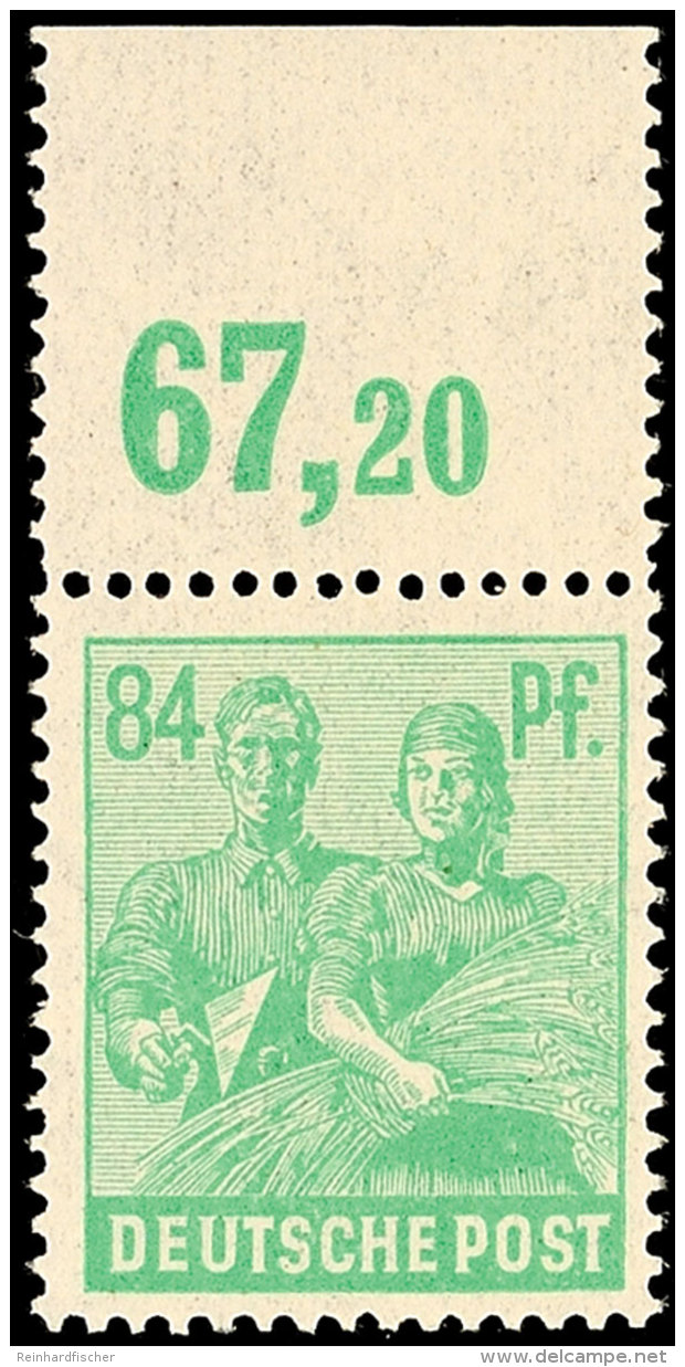 84 Pfennig Arbeiterserie, Gelbsmaragdgr&uuml;n, Plattendruck, Oberrandst&uuml;ck, Oberrand Durchgez&auml;hnt,... - Other & Unclassified