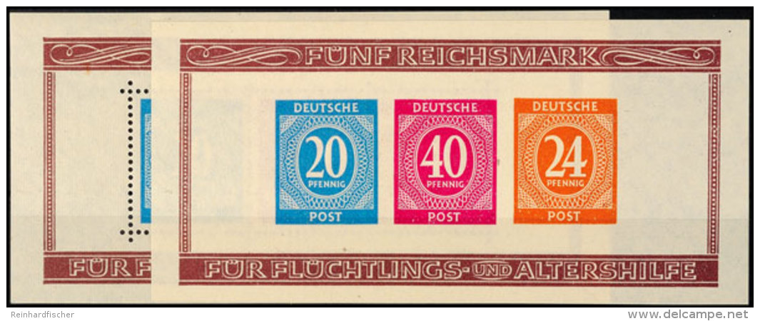 Blockausgabe "Altershilfe", Blockpaar, Postfrisch, Tadellos, Mi. 120,-, Katalog: Bl.12AB **Souvenir Sheet "help... - Other & Unclassified