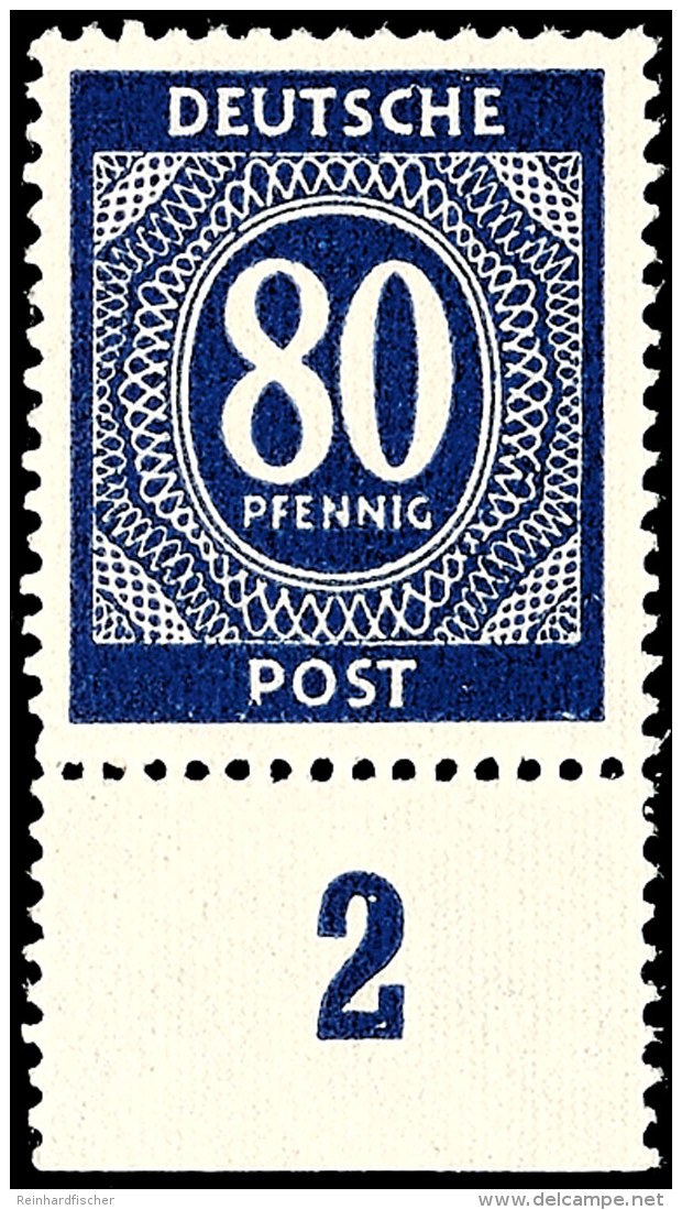 80 Pfennig Ziffernausgabe, Schw&auml;rzlichkobalt, Tadellos Postfrisch, Arge Farbgepr&uuml;ft, Mi. 200.-, Katalog:... - Sonstige & Ohne Zuordnung