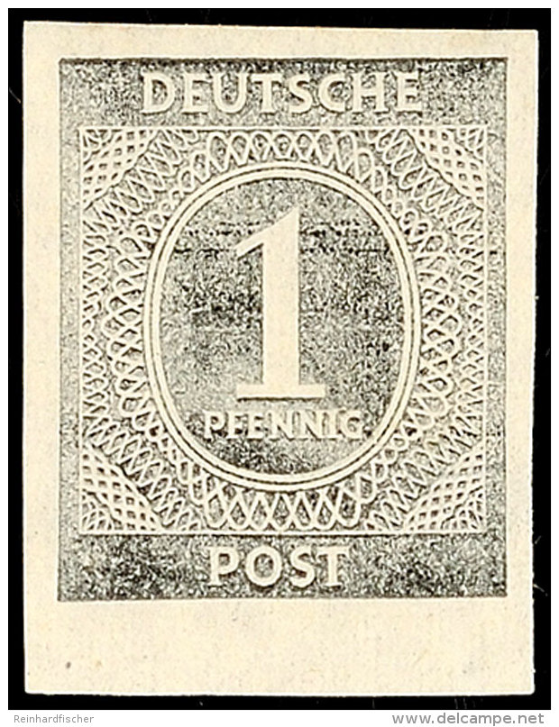 1 Pf. Ziffer Schwarz, Ungez&auml;hnt, Postfrisch, Mi. 500.-, Katalog: 911U **1 Pf. Numeral Black, Unperforated,... - Other & Unclassified