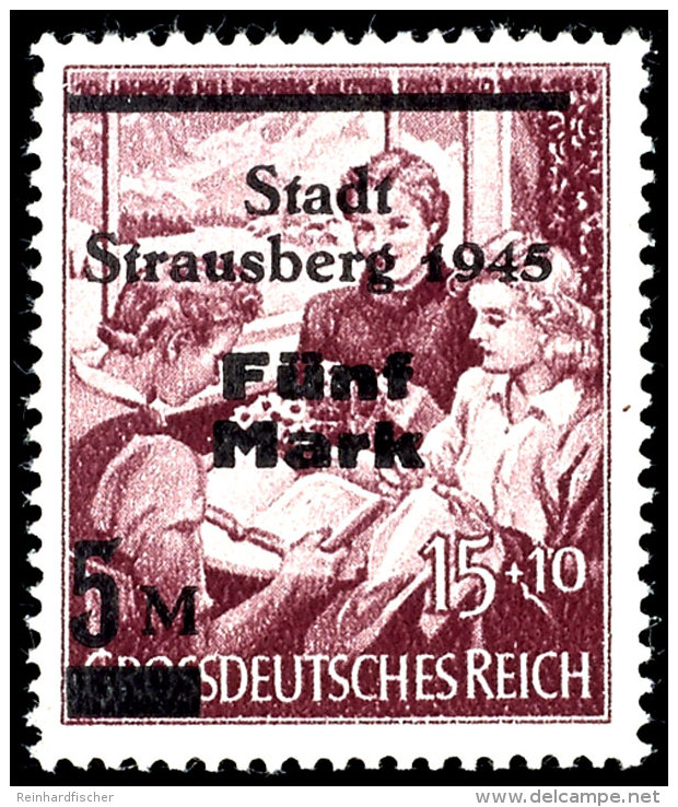 1 M. Bis 5 M. Mit Aufdruck "Stadt/Strausberg 1945", 4 Postfrische Kabinettst&uuml;cke, Signiert Richter, Mi. 320,-,... - Other & Unclassified