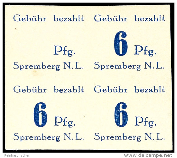 6 Pf. Freimarke Ungez&auml;hnt Im 4er-Block, Dabei Einmal Fehlende Wertziffer "6", Tadellos Postfrisch, Gepr.... - Spremberg