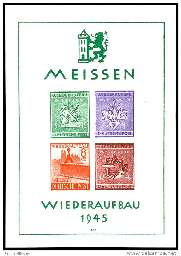 Wiederaufbau-Block, Postfrischer Block Mit &uuml;blicher Quetschfalte Im Unterrand, Mi. 260,-, Katalog: Bl.1... - Meissen