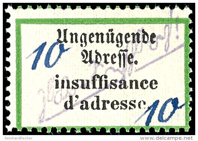 10 Pfg Postzettel "ungen&uuml;gende Adresse", Tadellos Postfrisch, Sign. L&ouml;bner, Neuer Fotobefund Kunz PBB... - Grossräschen