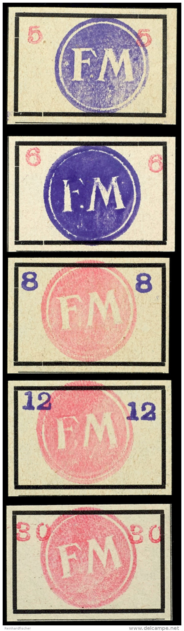 5 Pf. - 30 Pf. Geb&uuml;hrenzettel, Tadellos Postfrisch, Ohne Signaturen!, Katalog: 62/66 **5 Pf. - 30 Pf. Fee... - Fredersdorf-Vogelsdorf