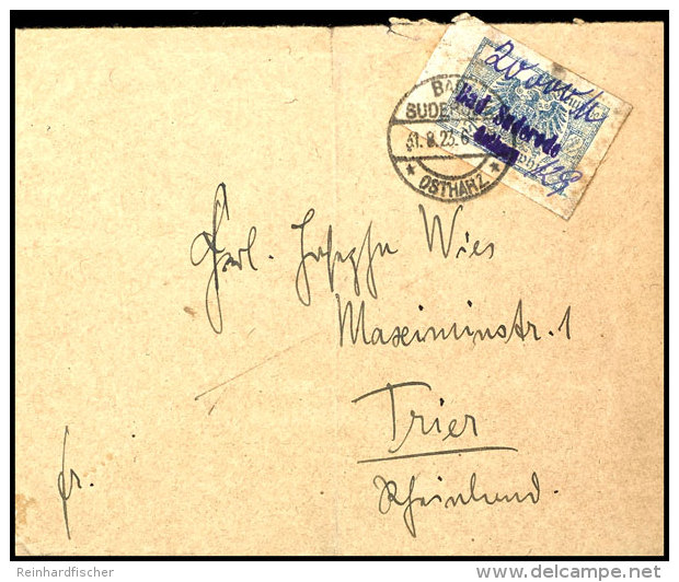 1923, Bad Suderode, Geb&uuml;hrenzettel Mit Handschriftlicher Geb&uuml;hrenangabe 20.000 M Als Portogerechte... - Other & Unclassified