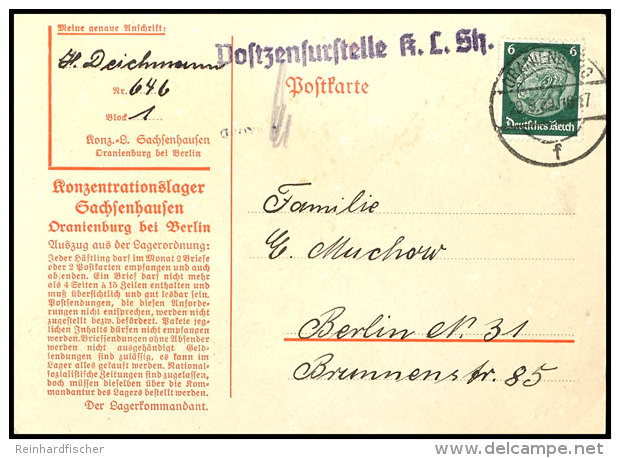 Sachsenhausen: 1939, Vordruckkarte (Landsmann  P3 A) Gebraucht Mit 6 Pfg. Hindenburg Aus ORANIENBURG 29.9.39 Mit... - Sonstige & Ohne Zuordnung