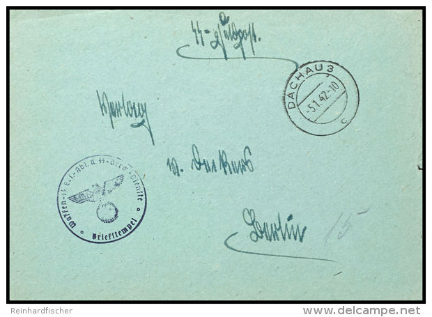 Dachau: 1943, SS-Feldpostbrief Aus DACHAU 3 5.1.42 Mit SS-Briefstempel Und Absendervermerk Nach Berlin, Pracht,... - Sonstige & Ohne Zuordnung