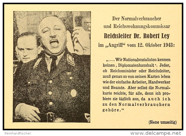 3 Pfg. Hitler Propaganda-Marke Auf Karte "Dr. Robert Ley", Ungebraucht, Pracht, 200,-, Katalog: Karte1 BF3 Pfg.... - Sonstige & Ohne Zuordnung