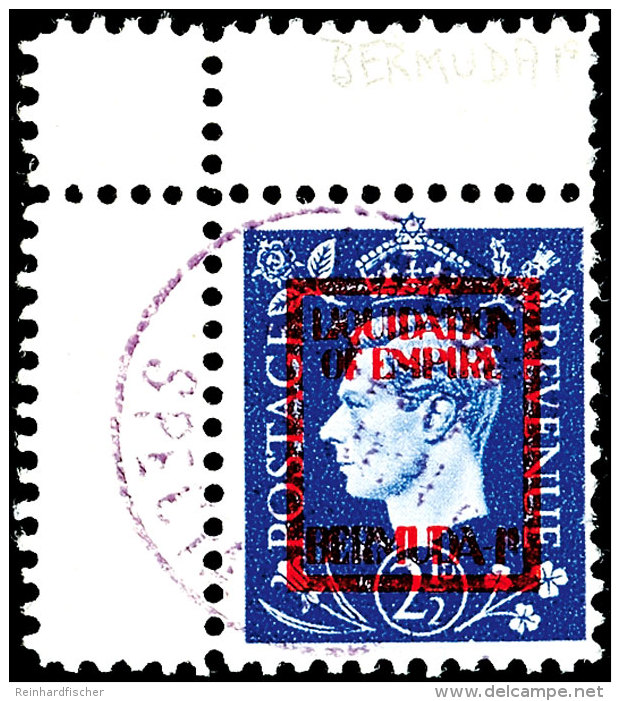 2 1/2 P. Mit  Aufdruck "Bermuda-Is", Links Und Oben Zwischensteg Anh&auml;ngend, Gestempelt, Auflage Nur Ca. 400... - Sonstige & Ohne Zuordnung