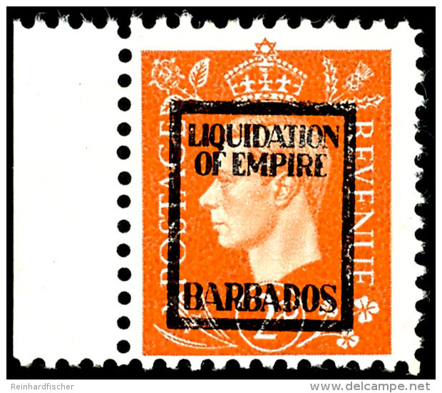 2 P. Liquidation Of Empire Mit Aufdruck "Barbados", Tadellos Ungebraucht Ohne Gummierung - Wie Hergestellt,... - Sonstige & Ohne Zuordnung