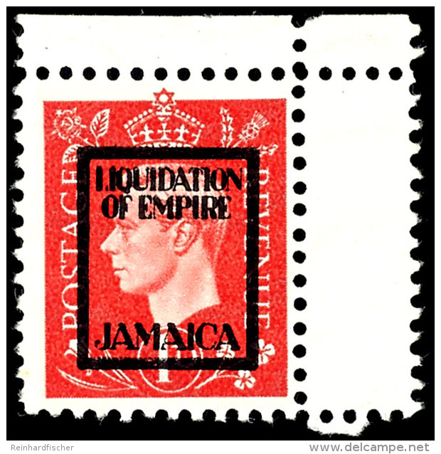 1 P. Liquidation Of Empire Mit Aufdruck "Jamaica", Tadellos Ungebraucht Ohne Gummierung - Wie Hergestellt,... - Sonstige & Ohne Zuordnung